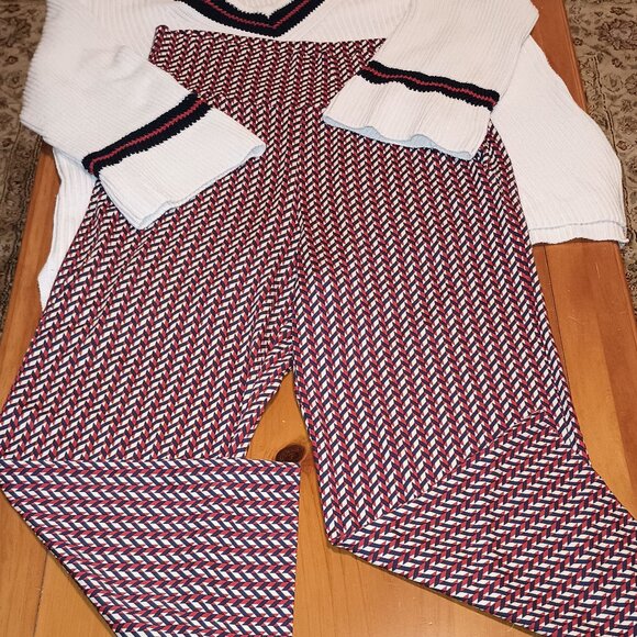 CAbi Pants - Cabi Size L High Rise Red and Blue Wide Leg Crops